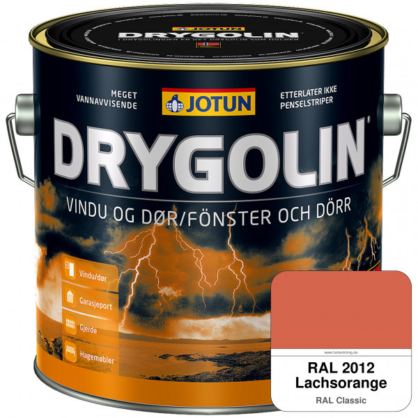 DRYGOLIN Vindu og Dør - wetterbeständige Holzschutzfarbe für Außen (RAL 2012 Lachsorange)