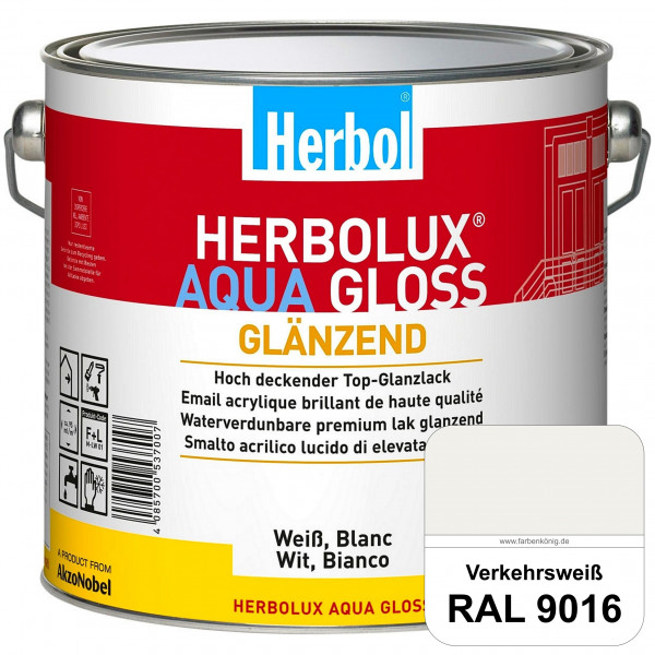 Herbolux Aqua Gloss (RAL 9016 Verkehrsweiß) Wasserverdünnbarer Top-Glanzlack (Innen)