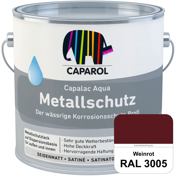 Capalac Aqua Metallschutz (RAL 3005 Weinrot) wasserbasierter Korrosionsschutz für Stahl & verzinkten