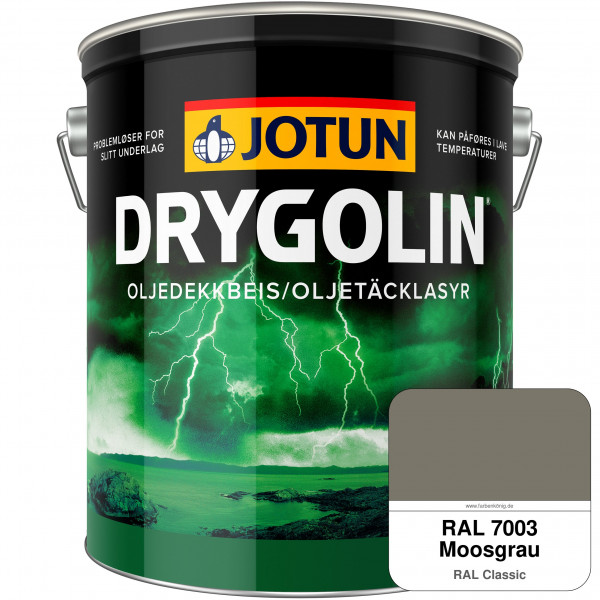 DRYGOLIN Oljedekkbeis - Deckende & wetterbeständige Öllasur für Außen (RAL 7003 Moosgrau)