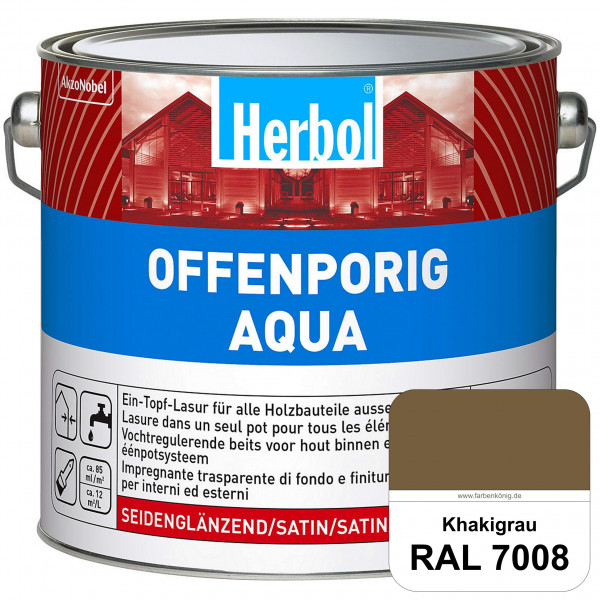 Offenporig Aqua (RAL 7008 Khakigrau) Wasserverdünnbar & hochwertige Ein-Topf-Holzlasur - Feuchteschu