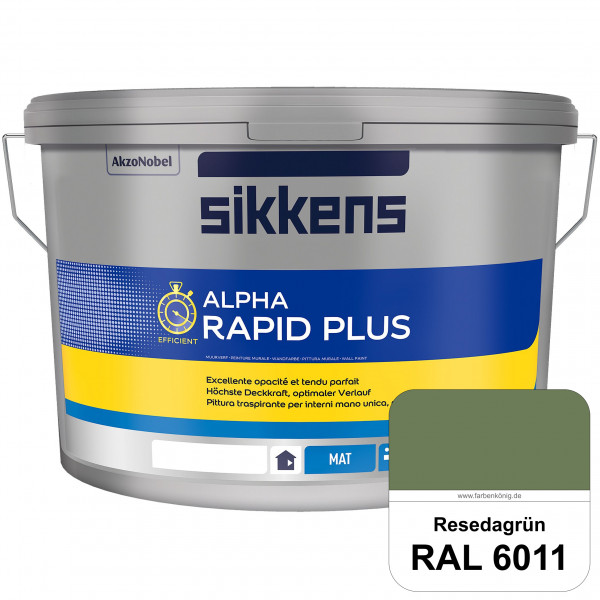 Alpha Rapid Plus (RAL 6011 Resedagrün) Hochwertige & stumpfmatte Wandfarbe für mittlere Belastungen