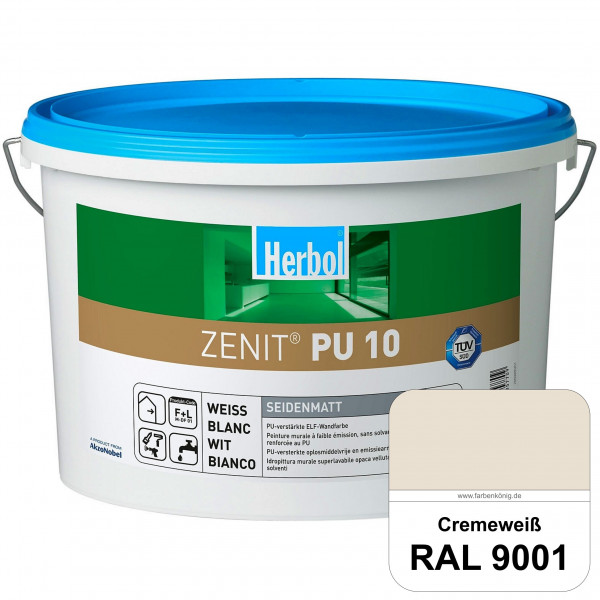 Zenit PU 10 (RAL 9001 Cremeweiß) seidenmatte und strapazierfähige PU-Wandfarbe