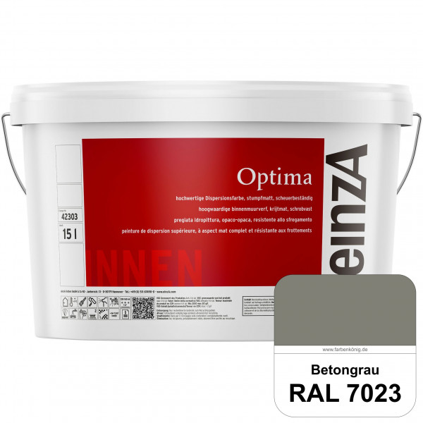 einzA Optima (RAL 7023 Betongrau) Stumpfmatte Dispersionsfarbe für hochwertige Anstriche