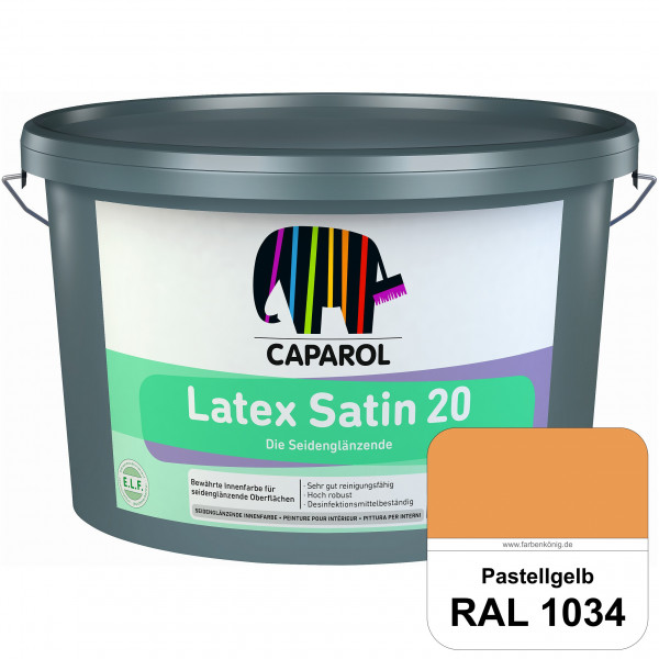 Latex Satin 20 (RAL 1034 Pastellgelb) strapazierfähige seidenglänzende Latexfarbe (Innen)
