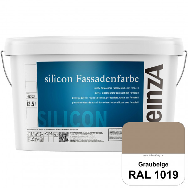 einzA silicon Fassadenfarbe (RAL 1019 Graubeige) Hochwertige Siliconharz-Fassadenfarbe