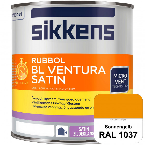 Rubbol BL Ventura Satin (RAL 1037 Sonnengelb) Seidenglanzlack (wasserbasiert) Fenster außen