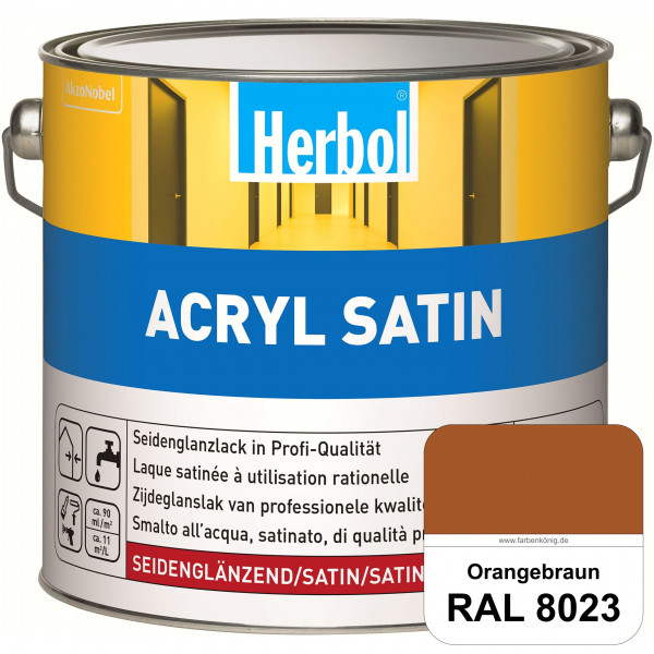 Acryl Satin (RAL 8023 Orangebraun) wasserverdünnbarer seidenglänzender Lack (Innen & Außen)