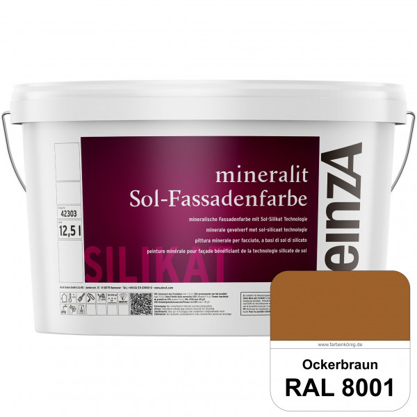 einzA mineralit Sol Fassadenfarbe (RAL 8001 Ockerbraun) mineralische Fassadenfarbe mit Sol-Silikat T