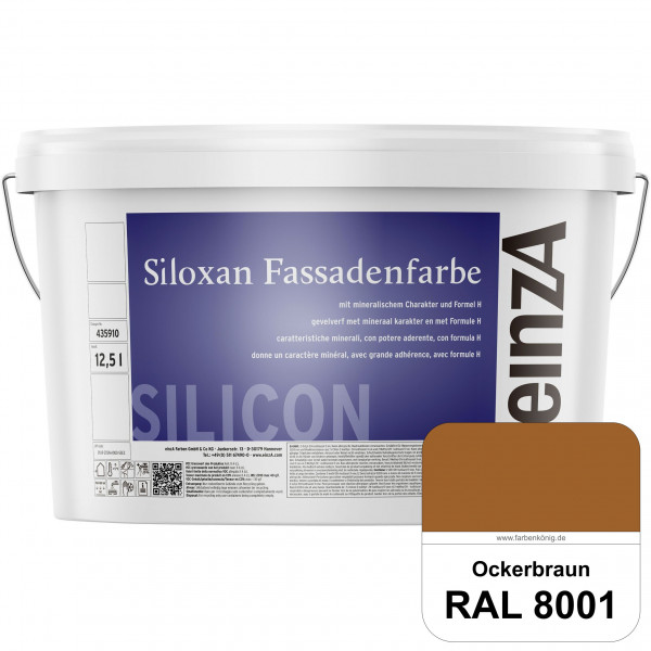 einzA Siloxan Fassadenfarbe (RAL 8001 Ockerbraun) Siliconvergütete Fassadenfarbe