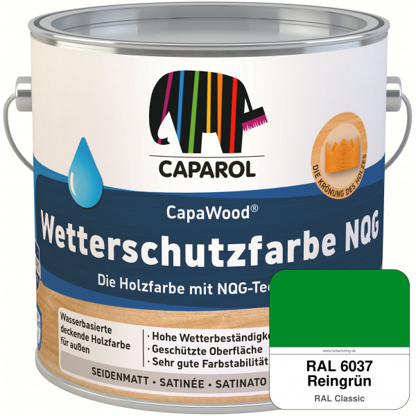 CapaWood® Wetterschutzfarbe NQG (RAL 6037 Reingrün) - ersetzt Capadur Wetterschutzfarbe NQG