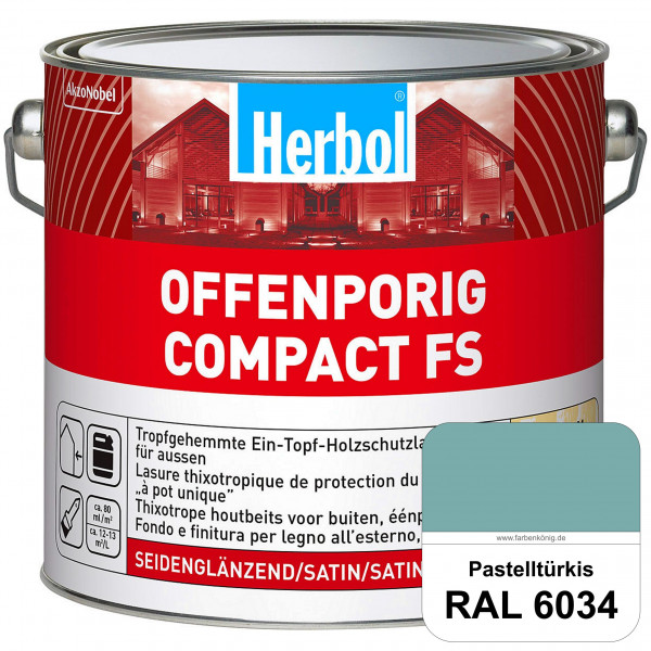 Offenporig Compact FS (RAL 6034 Pastelltürkis) Rationelle & thixotrope Ein-Topf-Holzlasur (außen)