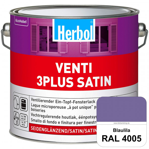 Venti 3Plus Satin (RAL 4005 Blaulila) feuchtigkeitregulierender & seidenglänzender Ein-Topf-Fensterl