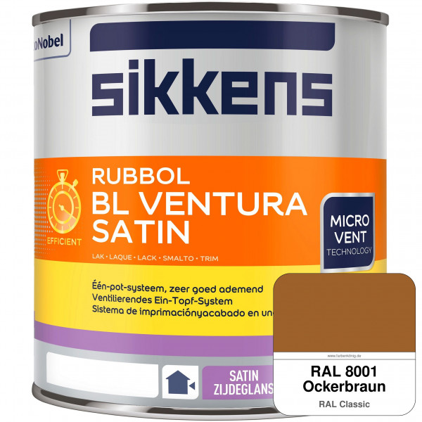 Rubbol BL Ventura Satin NEU (RAL 8001 Ockerbraun) Seidenglanzlack (wasserbasiert) Fenster außen