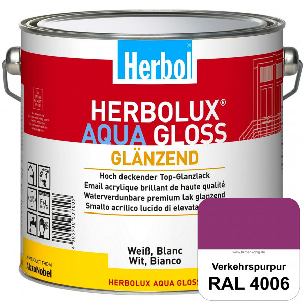 Herbolux Aqua Gloss (RAL 4006 Verkehrspurpur) Wasserverdünnbarer Top-Glanzlack (Innen)