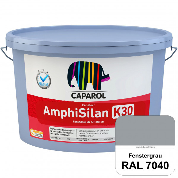 Capatect AmphiSilan Fassadenputz K 30 Winter/SPRINTER (RAL 7040 Fenstergrau) Verarbeitungsfertiger S