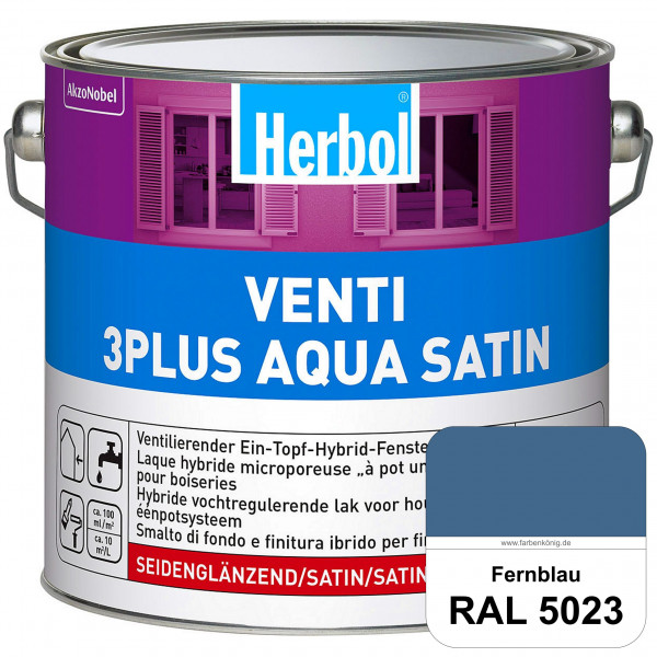 Venti 3Plus Aqua Satin (RAL 5023 Fernblau) wasserbasierter & feuchtigkeitregulierender Ein-Topf-Fens