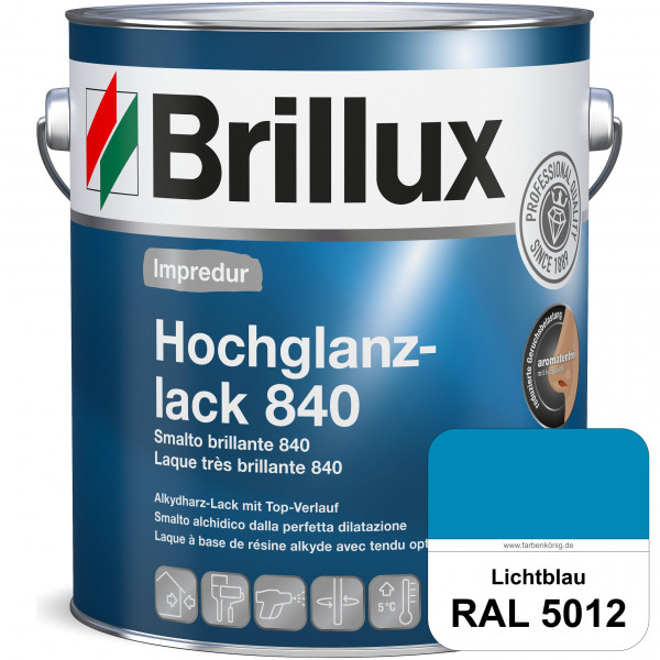 Impredur Hochglanzlack 840 (RAL 5012 Lichtblau) für Holz- und Metallflächen (löselmittelhaltig) inne