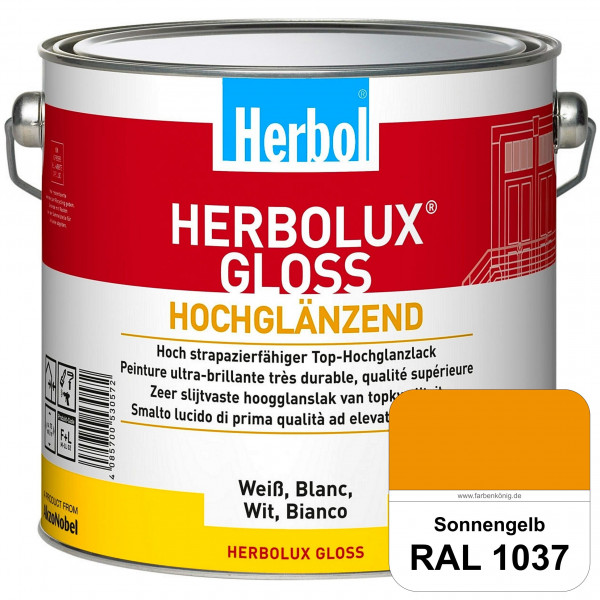 Herbolux Gloss (RAL 1037 Sonnengelb) strapazierfähiger Top-Hochglanzlack (lösemittelhaltig) für inne