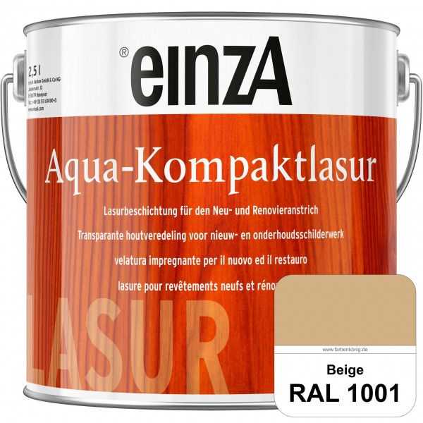 einzA Aqua-Kompaktlasur (RAL 1001 Beige) wasserverdünnbare & feuchtigkeitsregulierende Lasurbeschich