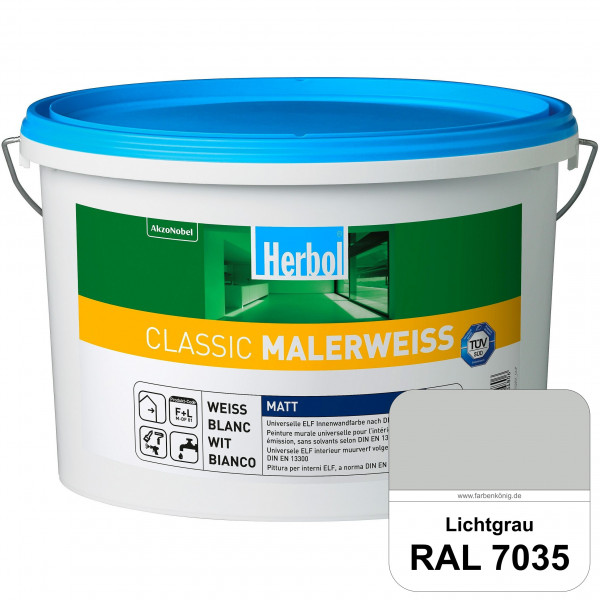 Classic Malerweiss (RAL 7035 Lichtgrau) Universell wirtschaftliche & matte Wandfarbe