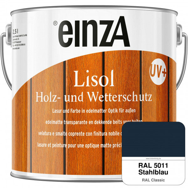 einzA Lisol Holz- und Wetterschutz Lasur und Farbe (RAL 5011 Stahlblau)