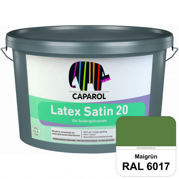 Latex Satin 20 (RAL 6017 Maigrün) strapazierfähige seidenglänzende Latexfarbe (Innen)
