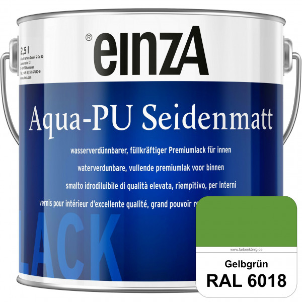 einzA Aqua-PU seidenmatt (RAL 6018 Gelbgrün) wasserverdünnbarer Premiumlack für innen