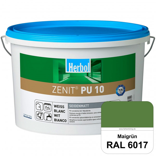 Zenit PU 10 (RAL 6017 Maigrün) seidenmatte und strapazierfähige PU-Wandfarbe