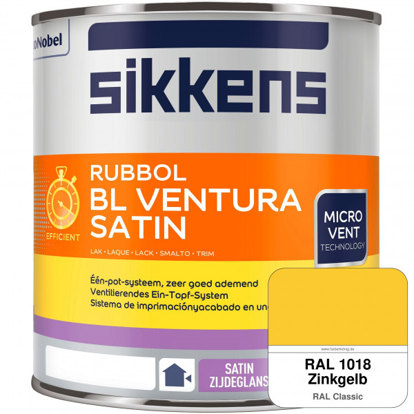Rubbol BL Ventura Satin NEU (RAL 1018 Zinkgelb) Seidenglanzlack (wasserbasiert) Fenster außen