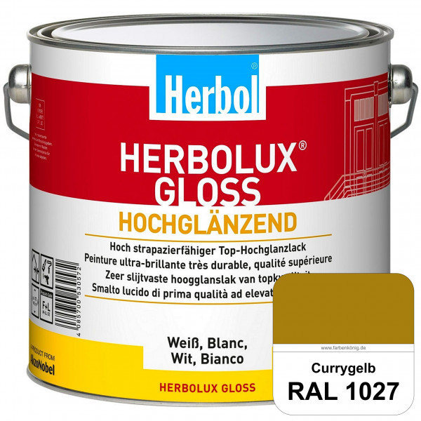 Herbolux Gloss (RAL 1027 Currygelb) strapazierfähiger Top-Hochglanzlack (lösemittelhaltig) für innen