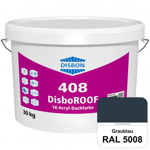 DisboROOF 408 1K-Acryl-Dachfarbe (RAL 5008 Graublau) Elastische Reinacrylatbeschichtung für Betondac