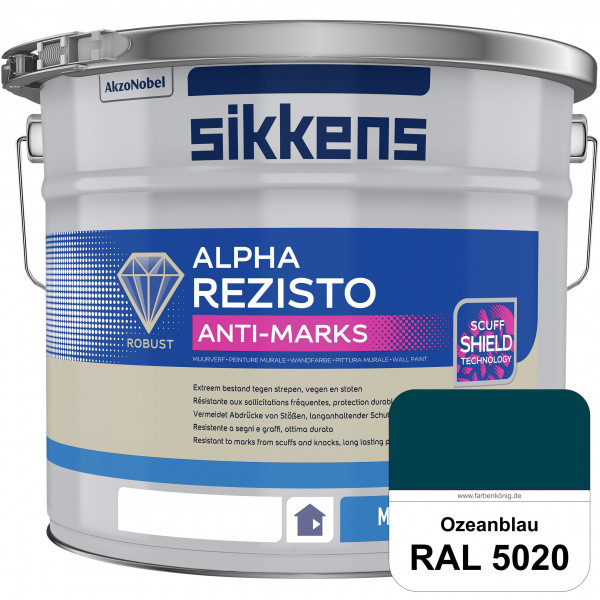 Alpha Rezisto Anti-Marks (RAL 5020 Ozeanblau) Extrem widerstandsfähige Innenwandfarbe