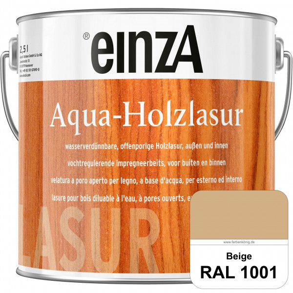 einzA Aqua-Holzlasur (RAL 1001 Beige) wasserverdünnbare offenporige Holzlasur für Holzbauteile