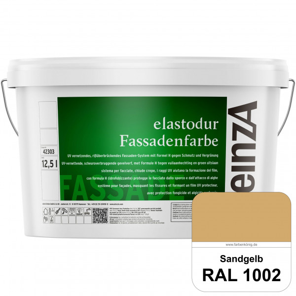 einzA elastodur Fassadenfarbe (RAL 1002 Sandgelb) UV-vernetzendes & rissüberbrückendes Fassadenfarbe