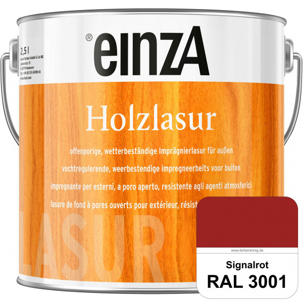 einzA Holzlasur (RAL 3001 Signalrot) Offenporige Imprägnierlasur für Außen-Holzbauteile