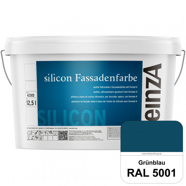 einzA silicon Fassadenfarbe (RAL 5001 Grünblau) Hochwertige Siliconharz-Fassadenfarbe