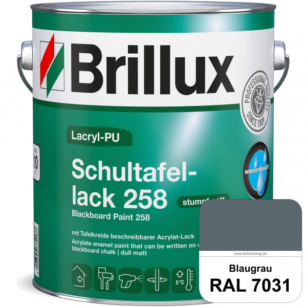 Lacryl-PU Schultafellack 258 (RAL 7031 Blaugrau) wasserbasierter und matter Schultafellack (innen)