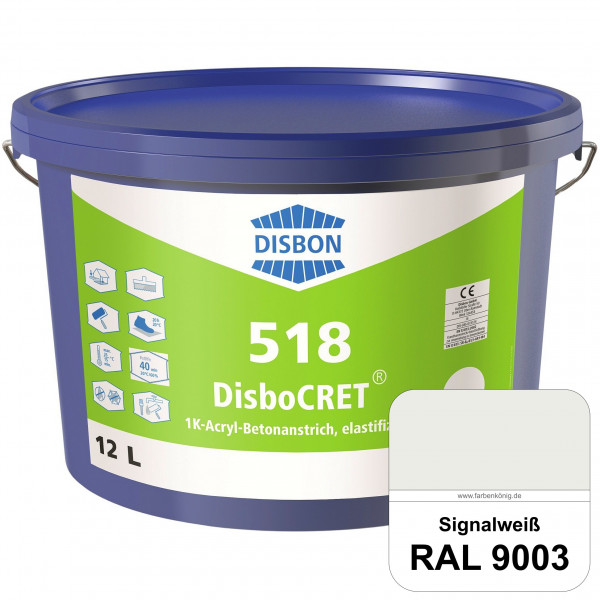 DisboCRET 518 1K-Acryl-Betonanstrich, elastifiziert (RAL 9003 Signalweiß) Tieftemperaturelastischer,