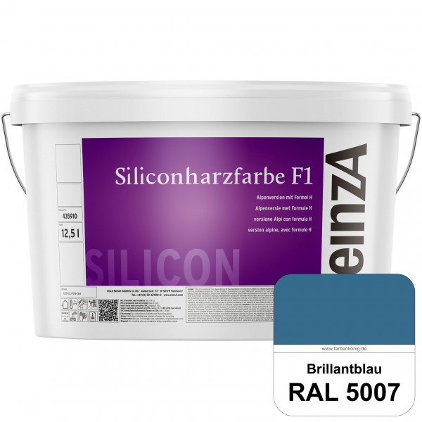 einzA Siliconharzfarbe F1 (RAL 5007 Brillantblau) Universal Siliconharz-Fassadenfarbe, kalkmatt, wet