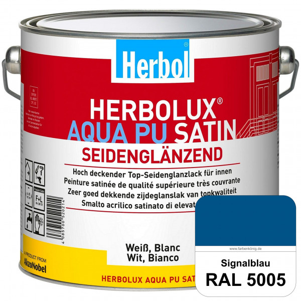 Herbolux Aqua PU Satin (RAL 5005 Signalblau) Wasserverdünnbarer Top-PU-Seidenglanzlack (Innen)