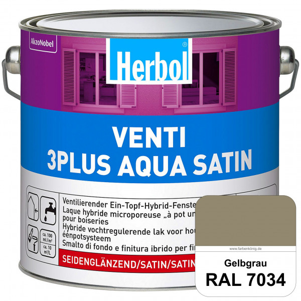Venti 3Plus Aqua Satin (RAL 7034 Gelbgrau) wasserbasierter & feuchtigkeitregulierender Ein-Topf-Fens