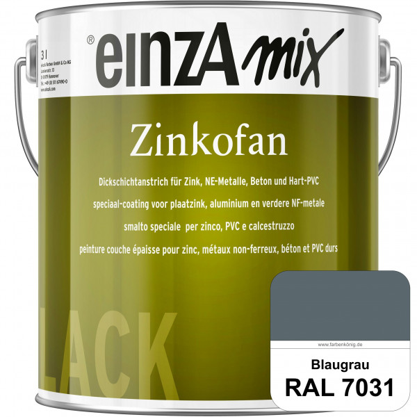 einzA Zinkofan (RAL 7031 Blaugrau) Hoch wetterbeständiges "Dickschicht-1-Topf-System"