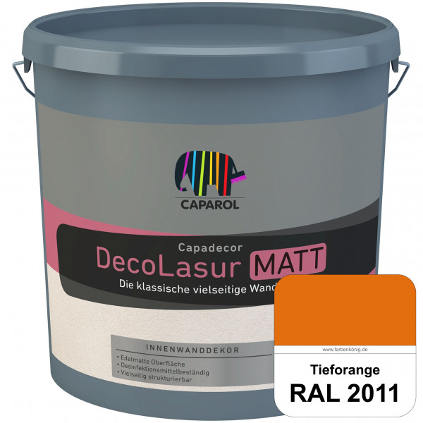 Capadecor DecoLasur Matt (RAL 2011 Tieforange) Matte Lasurfarbe auf Dispersionsbasis (innen)