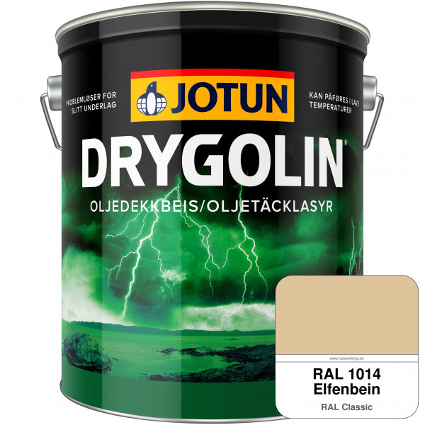 DRYGOLIN Oljedekkbeis - Deckende & wetterbeständige Öllasur für Außen (RAL 1014 Elfenbein)