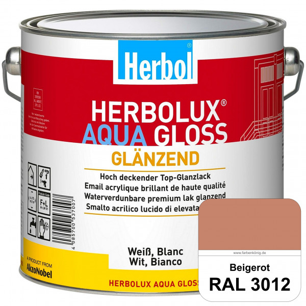 Herbolux Aqua Gloss (RAL 3012 Beigerot) Wasserverdünnbarer Top-Glanzlack (Innen)