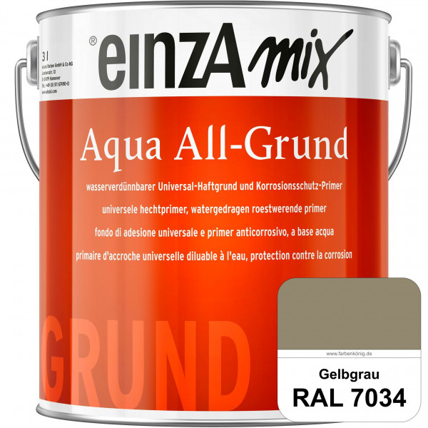 einzA Aqua All-Grund (RAL 7034 Gelbgrau) Wasserverdünnbarer Haftgrund & Korrosionsschutz-Primer