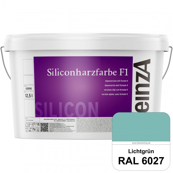 einzA Siliconharzfarbe F1 (RAL 6027 Lichtgrün) Universal Siliconharz-Fassadenfarbe, kalkmatt, wetter
