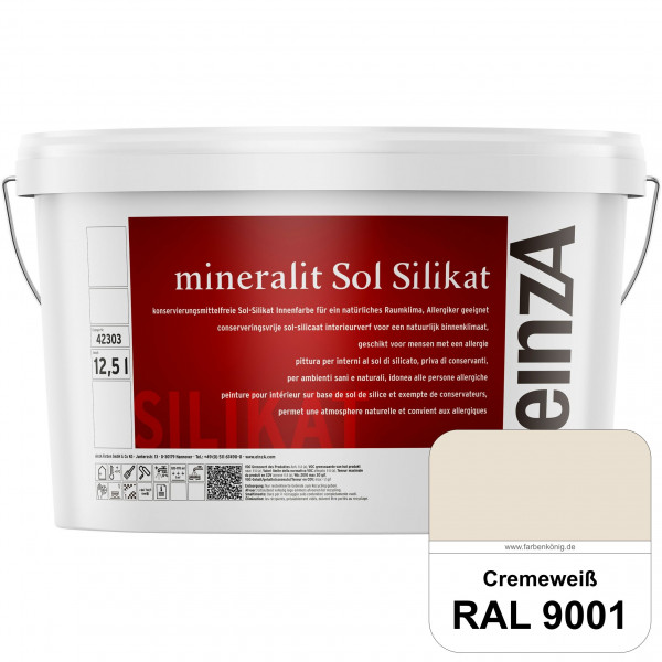 einzA mineralit Sol Silikat (RAL 9001 Cremeweiß) Sol-Silikat-Innenfarbe für Decken- und Wandflächen
