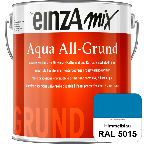 einzA Aqua All-Grund (RAL 5015 Himmelblau) Wasserverdünnbarer Haftgrund & Korrosionsschutz-Primer